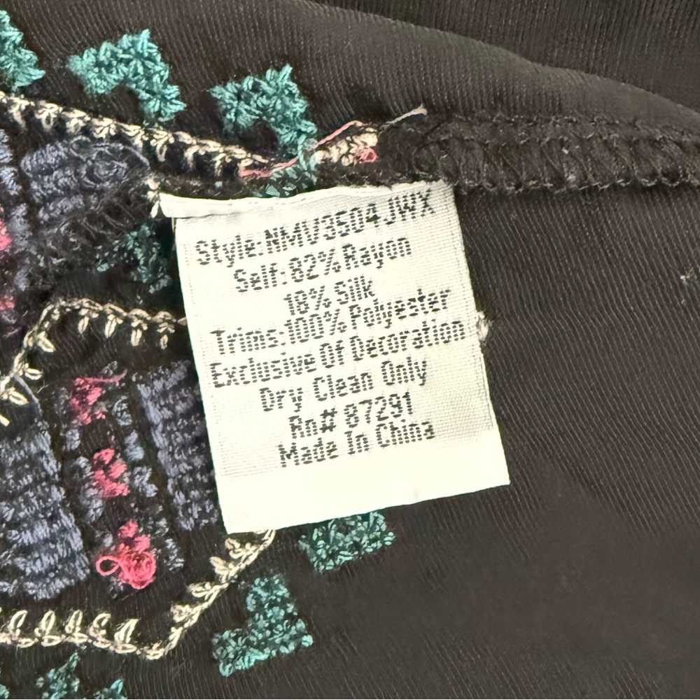 Johnny Was Aveza Black Velvet Kimono Cardigan 2X Silk Blend Bohemian Luxury - Picture 7 of 8